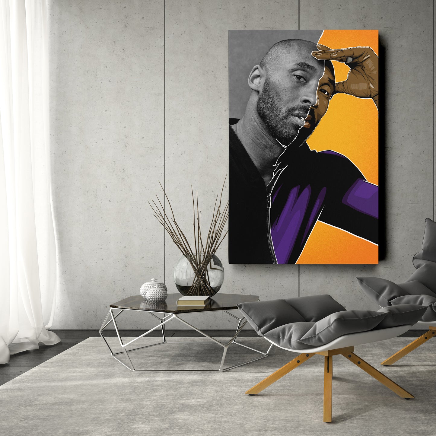 Kobe Bryant Cartoon Effect Canvas Wall Art – Fun Basketball Poster