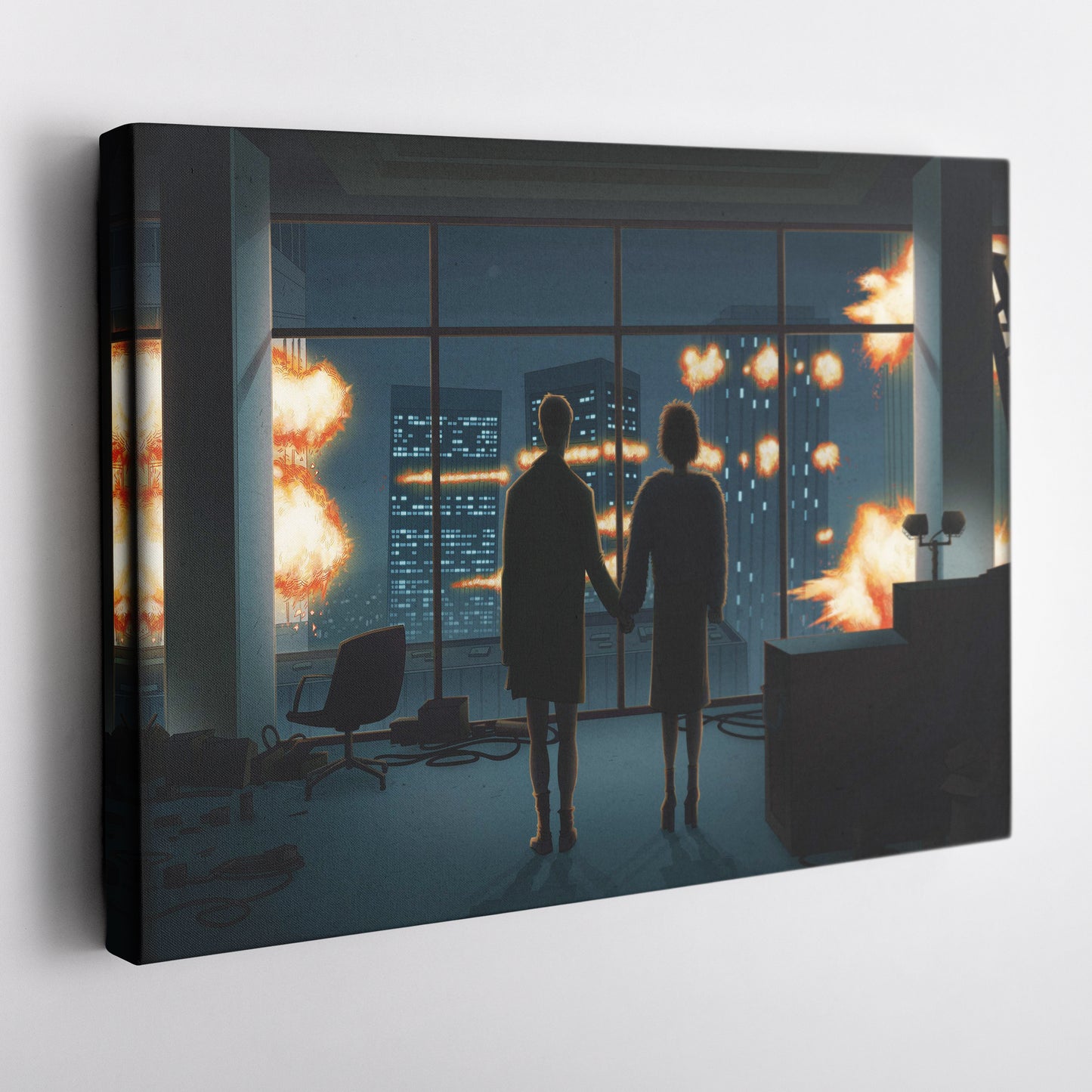 Fight Club Man and Woman Silhouette Canvas Wall Art – Movie Art Decor