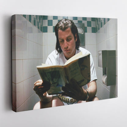 Pulp Fiction Book Reading Canvas Wall Art – Famous Movie Moment Decor