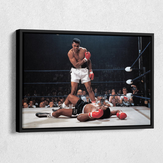 Muhammad Ali Sonny Liston Knockdown Canvas Art – Boxing Icon Decor