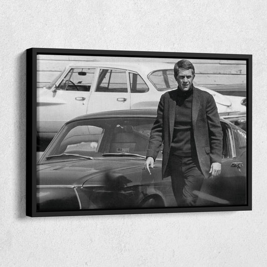 Steve McQueen Hollywood Icon Canvas Wall Art – Black and White Decor