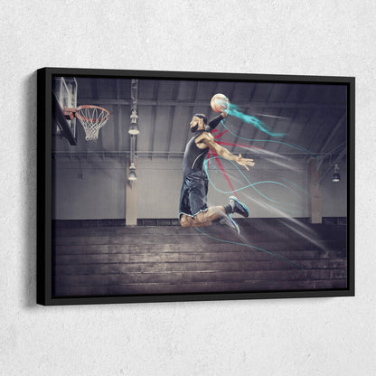 LeBron James Slum Dunk Art Effect Canvas Wall Art – Basketball Art Decor