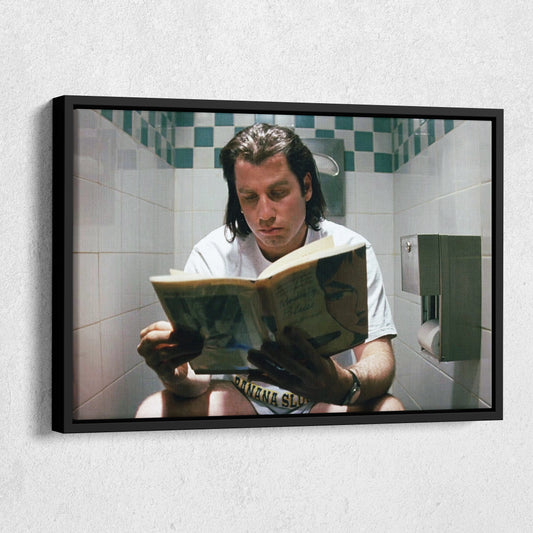 Pulp Fiction Book Reading Canvas Wall Art – Famous Movie Moment Decor