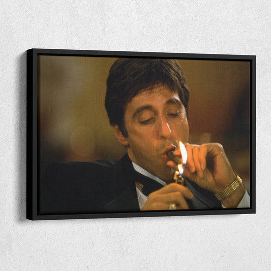 Scarface Tony Montana Smoking Canvas Art – Iconic Movie Character Decor