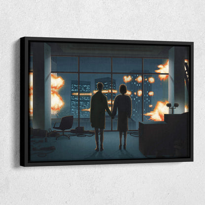 Fight Club Man and Woman Silhouette Canvas Wall Art – Movie Art Decor