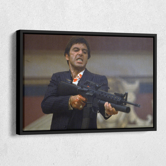 Scarface Poster – Al Pacino with Gun Canvas Wall Art Decor