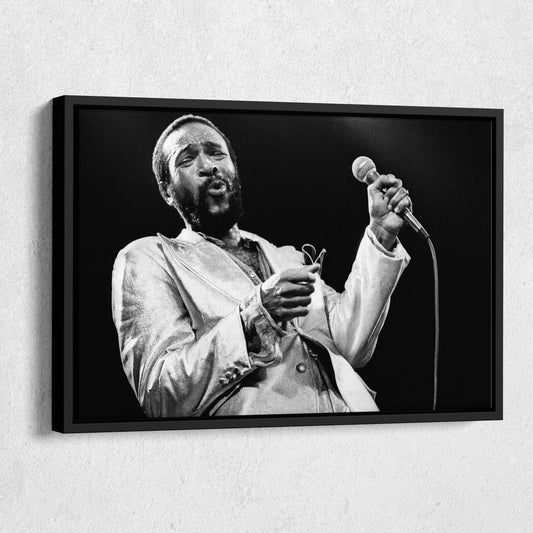 Marvin Gaye Black and White Canvas Art – Soul Singer Poster Wall Decor