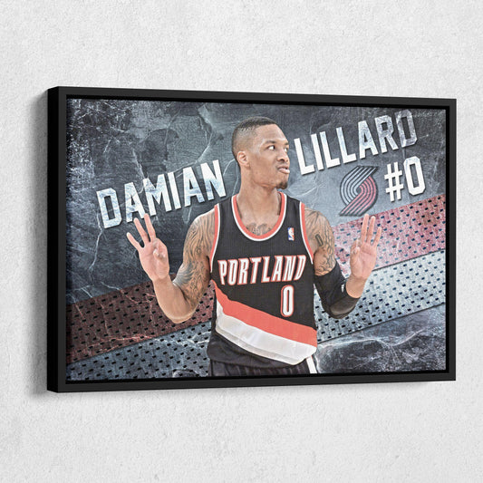 Damian Lillard #0 Basketball Canvas Wall Art – Portland Trail Blazers Decor