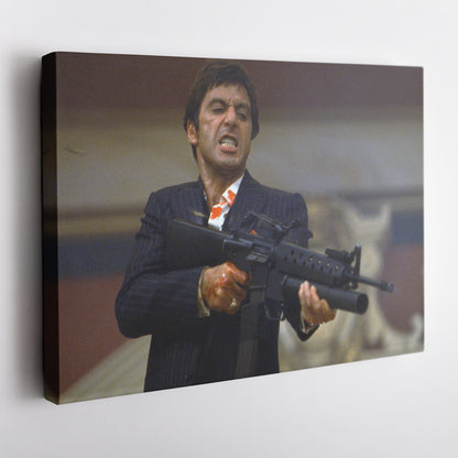 Scarface Poster – Al Pacino with Gun Canvas Wall Art Decor