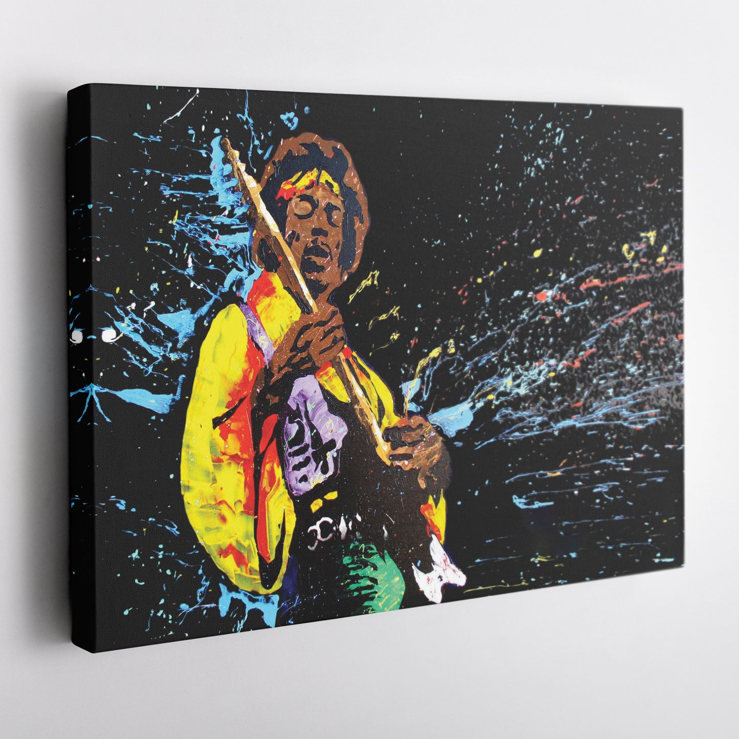 Jimi Hendrix Abstract Canvas Wall Art – Rock Music Legend Home Decor