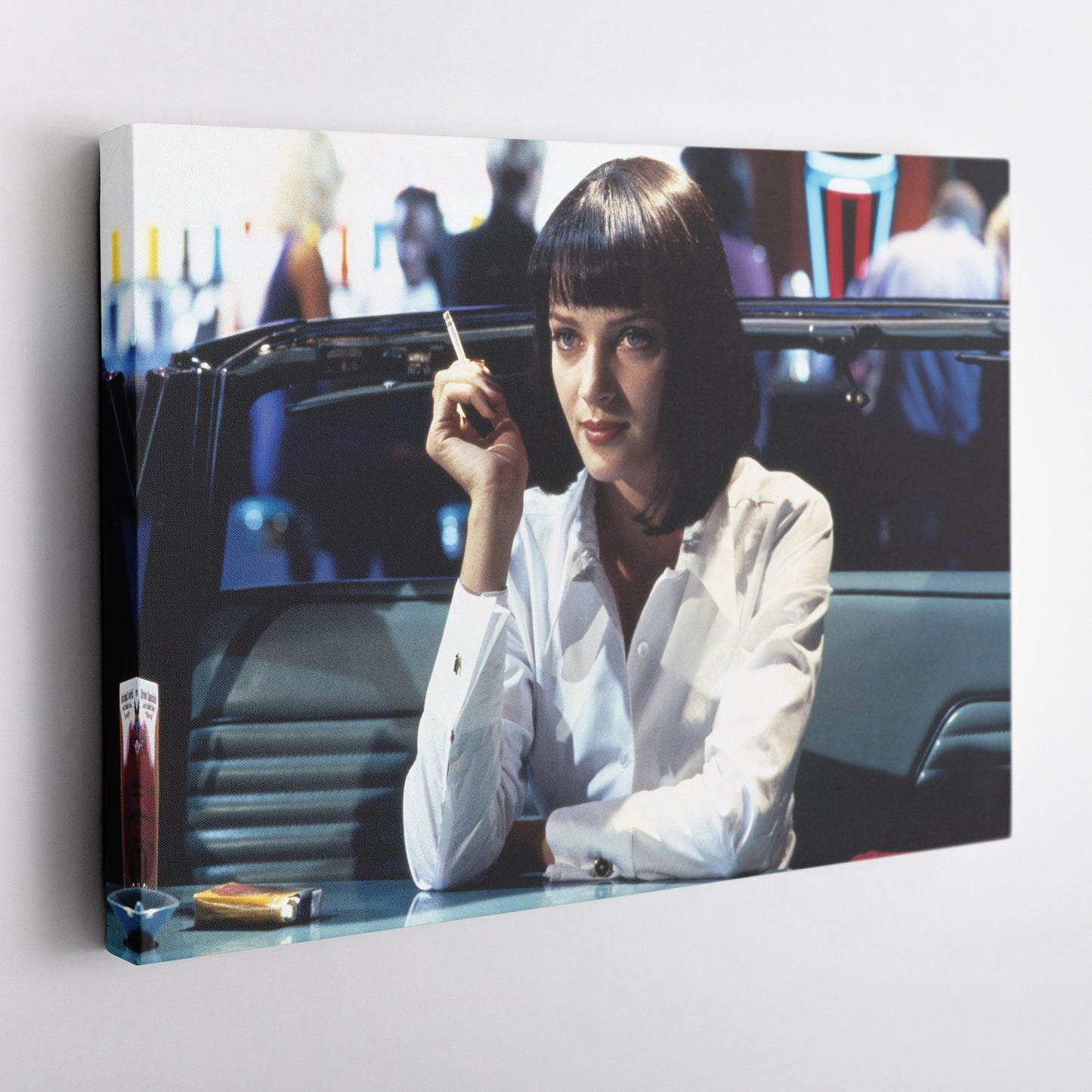 Pulp Fiction Uma Thurman Smoking Canvas Art – Legendary Movie Moment Decor