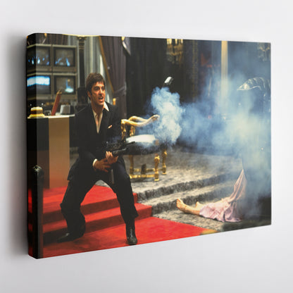 Scarface Say Hello to My Little Friend Canvas Art – Classic Movie Moment Decor