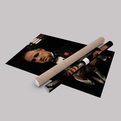 Godfather Marlon Brando Vito Corleone with Cat Canvas Wall Art – Iconic Movie Scene