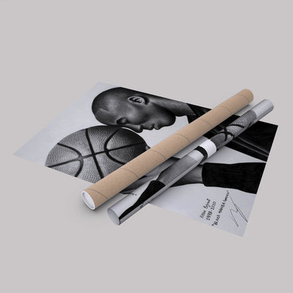 Kobe Bryant Black and White Basketball Canvas Wall Art – Iconic Dunk