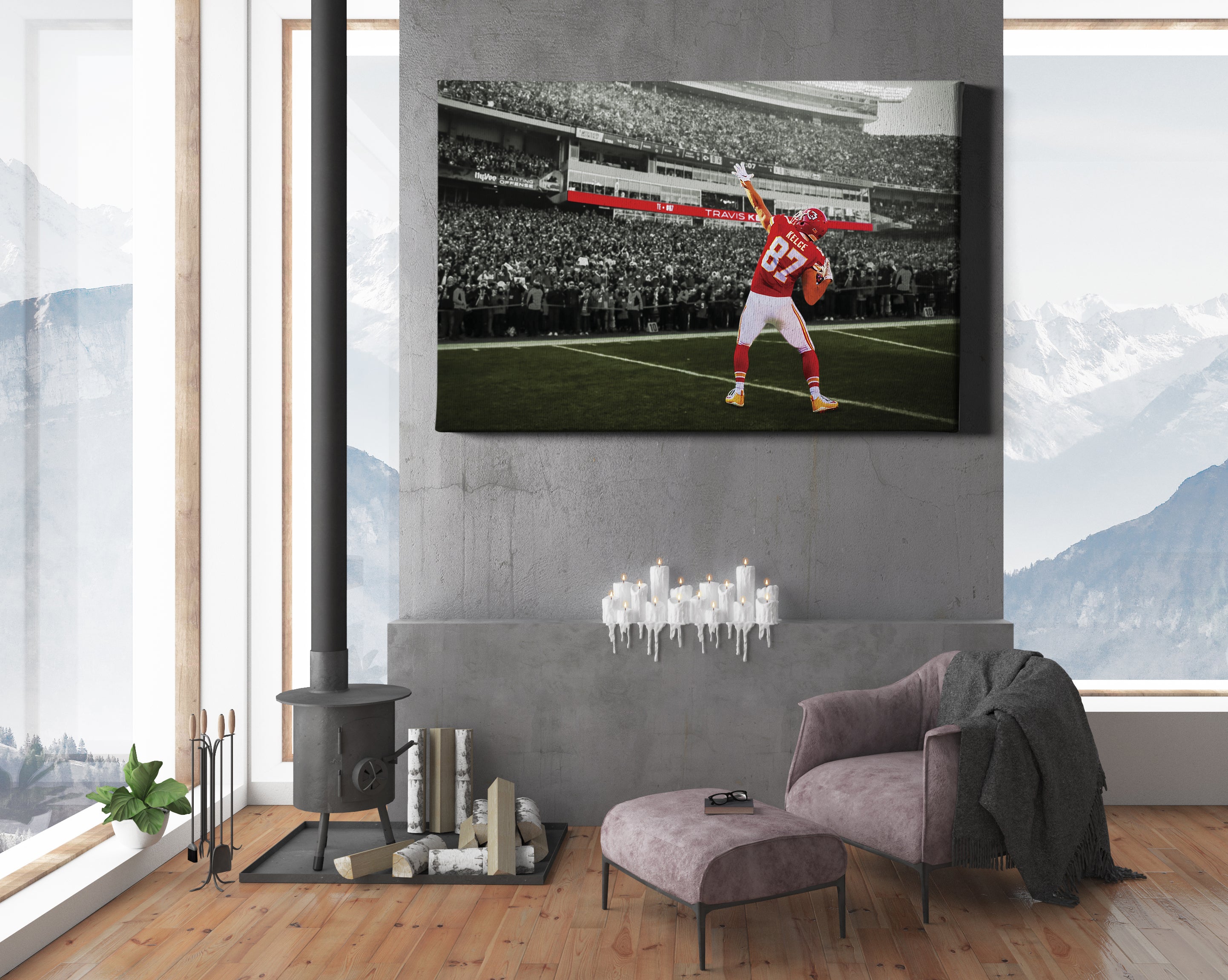 Travis Kelce Poster Kansas City Chiefs Canvas Wrap Wall Art 