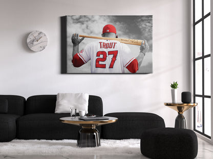 Mike Trout Poster Los Angeles Angels Center Fielder MLB Canvas Wall Art Home Decor Framed Art
