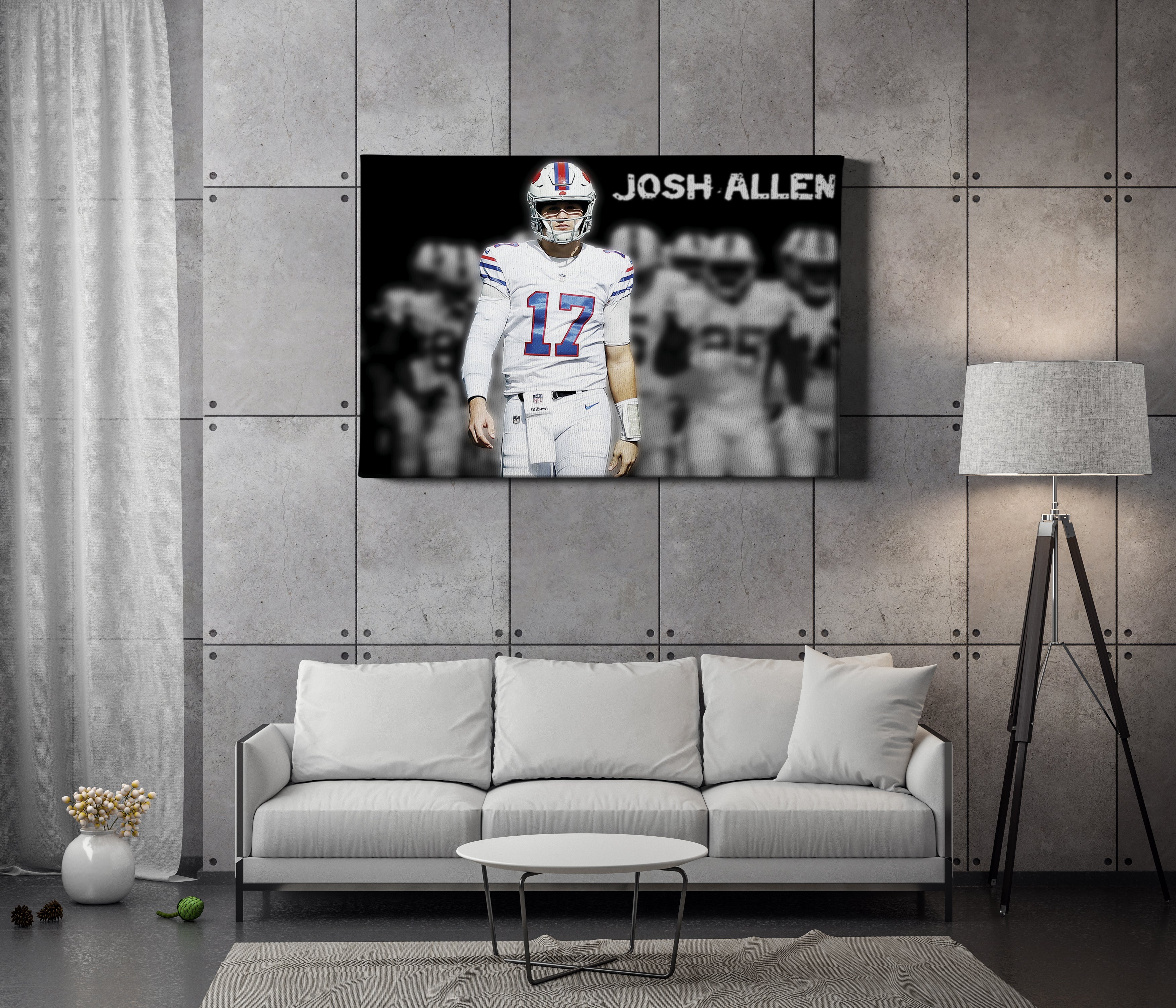 Josh Allen Canvas Print Buffalo Bills Wall Art Sports Art 