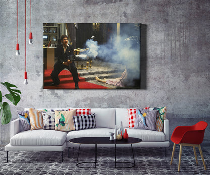 Scarface Movie Scene Poster Say Hello To My Little Friend Canvas Wall Art Home Decor Framed Art