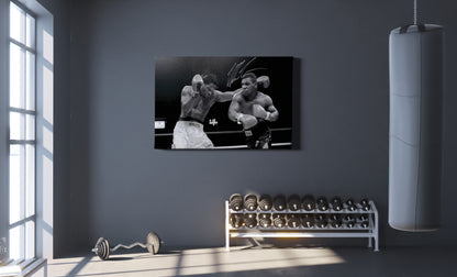 Mike Tyson Poster Boxing with Sign Black and White Canvas Wall Art Home Decor Framed Art