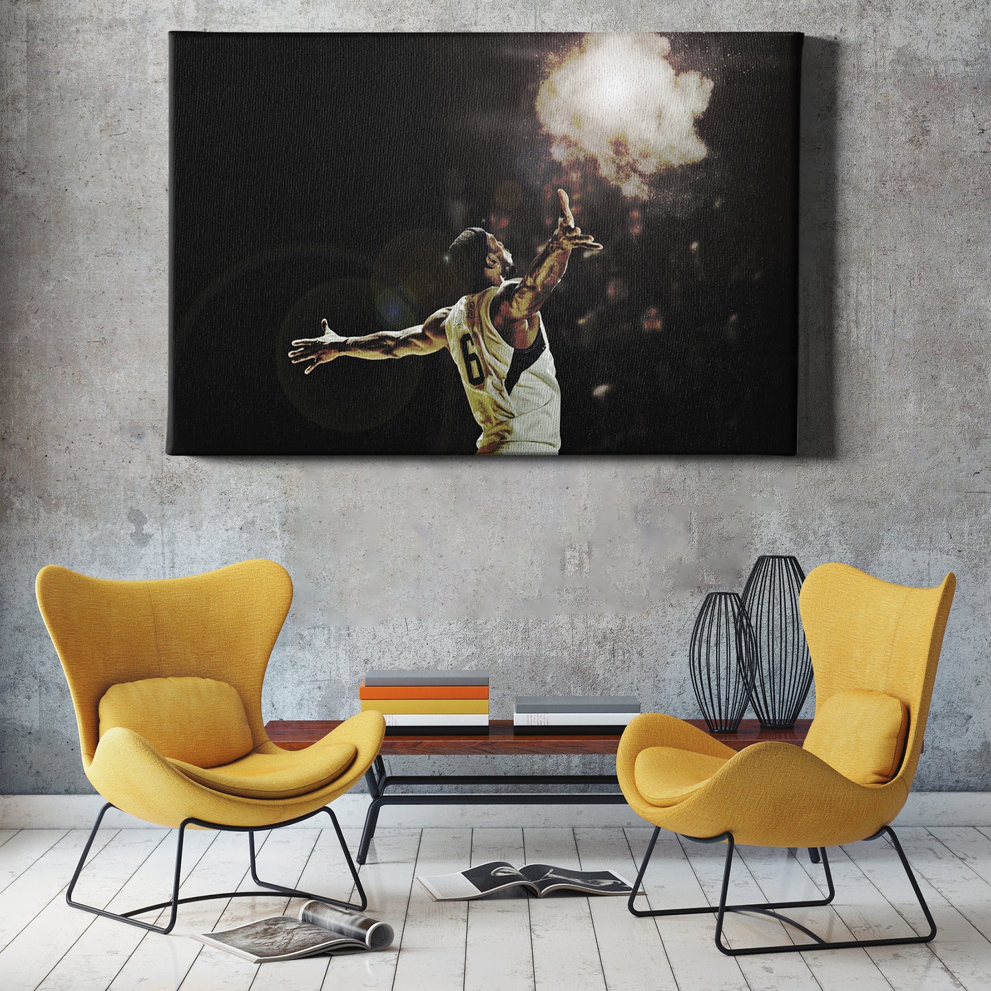 Lebron James Poster Basketball Effect Canvas Wall Art Home Decor Framed Art