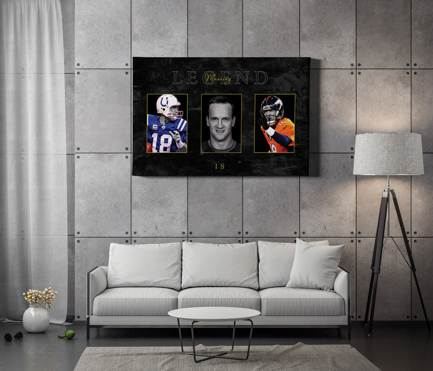 Peyton Manning Collage Art Poster NFL Legend Canvas Wall Art Home Decor Framed Art