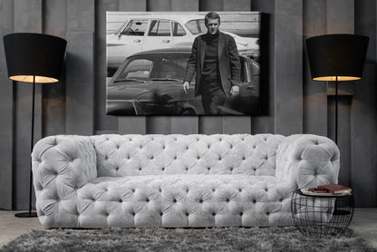 Steve McQueen Poster American Actor Famous Black and White Wall Art Home Decor Hand Made Canvas Print