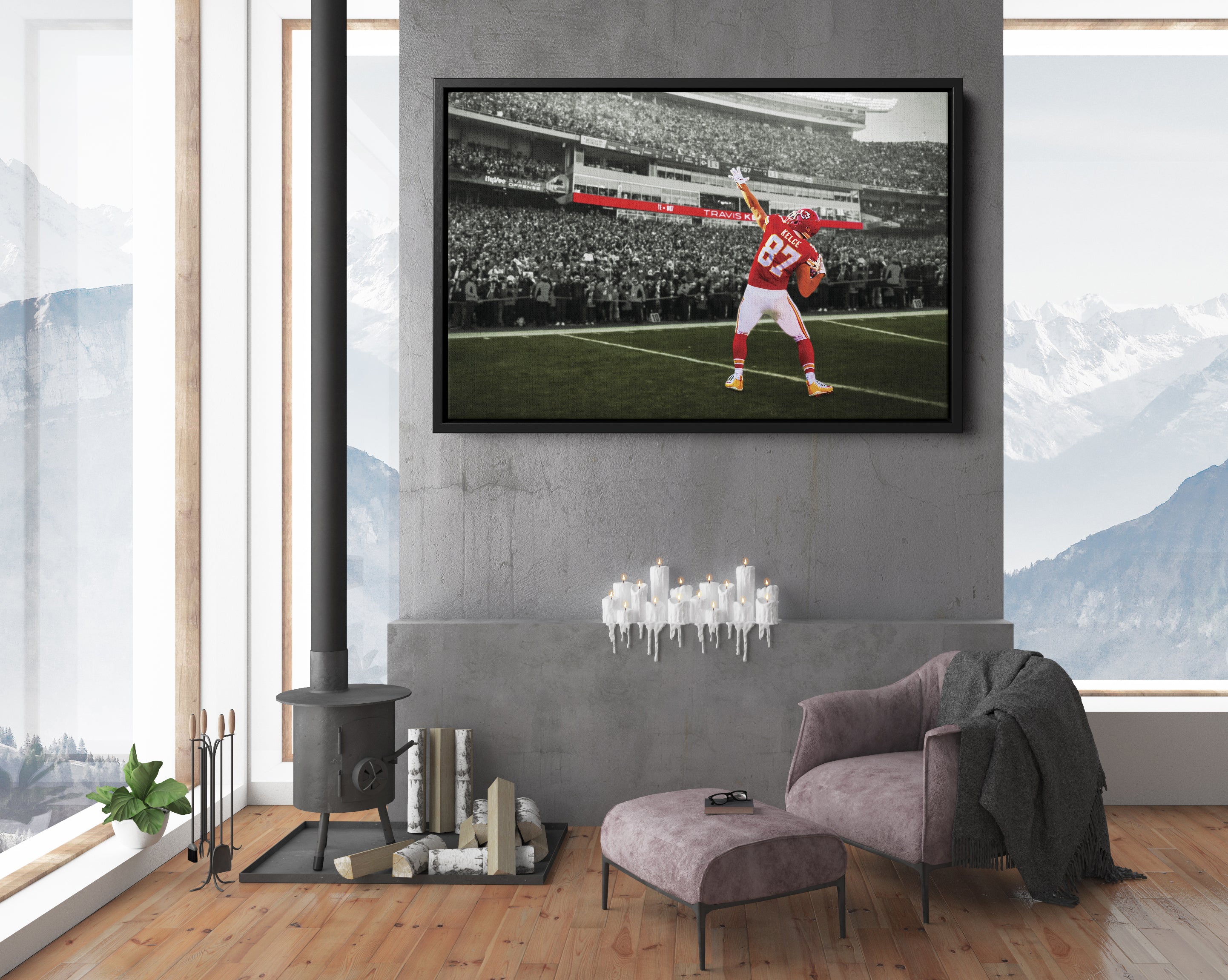 Travis Kelce Football Player Poster4 Canvas Art Posters Home Fine  Decorations Frame: 16x24inch(40x60cm)