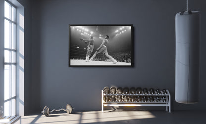 Muhammed Ali Poster Boxing Knockout Black and White Canvas Wall Art Home Decor Framed Art