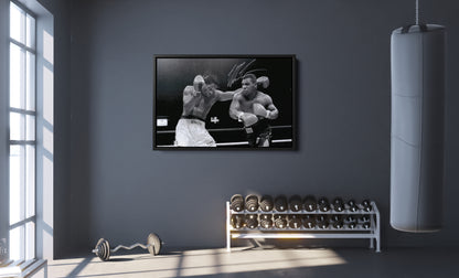 Mike Tyson Poster Boxing with Sign Black and White Canvas Wall Art Home Decor Framed Art