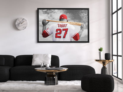 Mike Trout Poster Los Angeles Angels Center Fielder MLB Canvas Wall Art Home Decor Framed Art