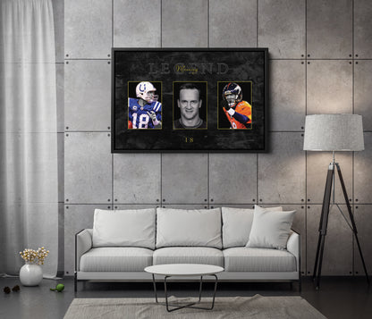 Peyton Manning Collage Art Poster NFL Legend Canvas Wall Art Home Decor Framed Art