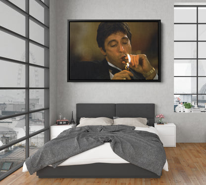 Scarface Tony Montana Poster Smoking Canvas Wall Art Home Decor Framed Art