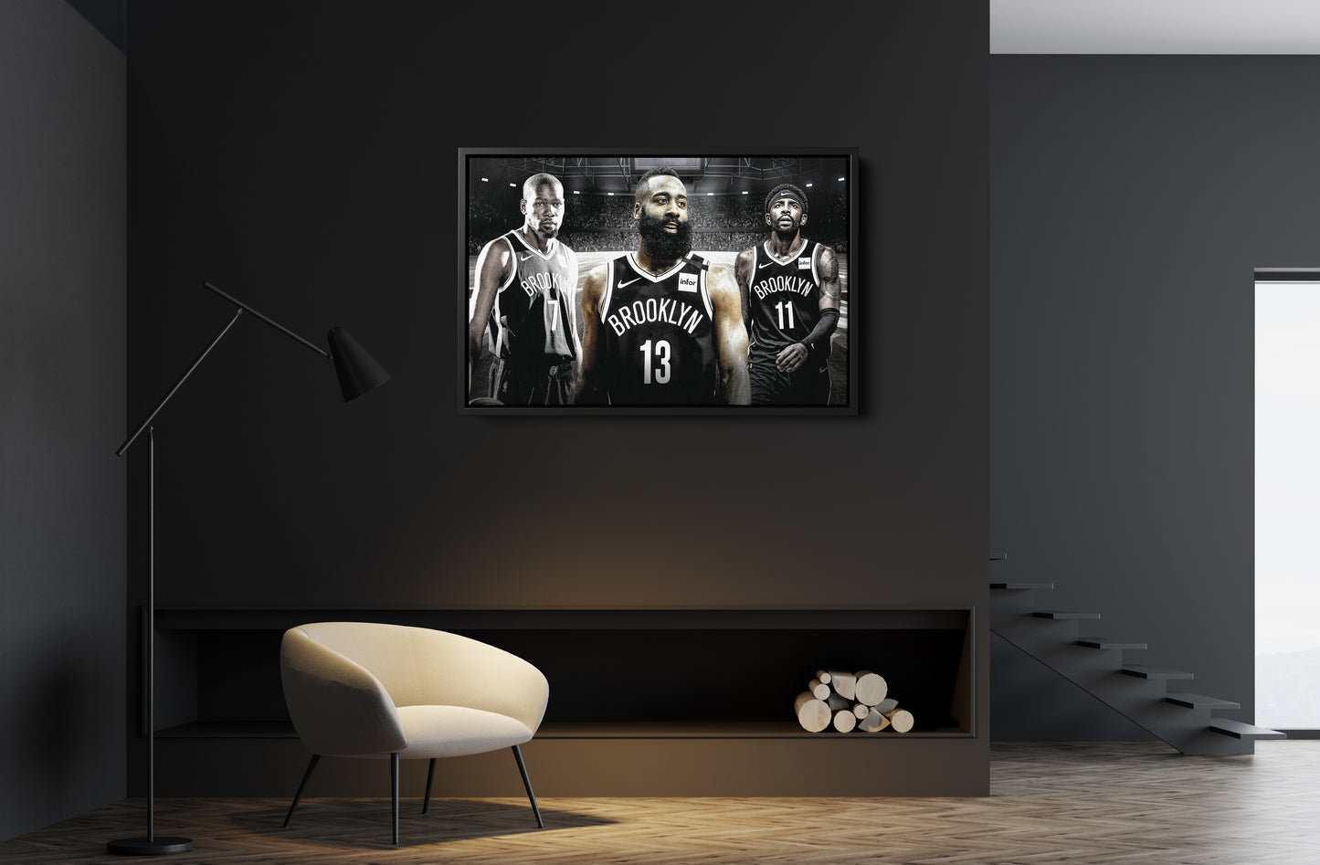 James Harden Kevin Durant Kyrie Irving Big Trio Wall Art Home Decor Hand Made Canvas Print