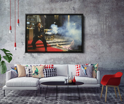 Scarface Movie Scene Poster Say Hello To My Little Friend Canvas Wall Art Home Decor Framed Art