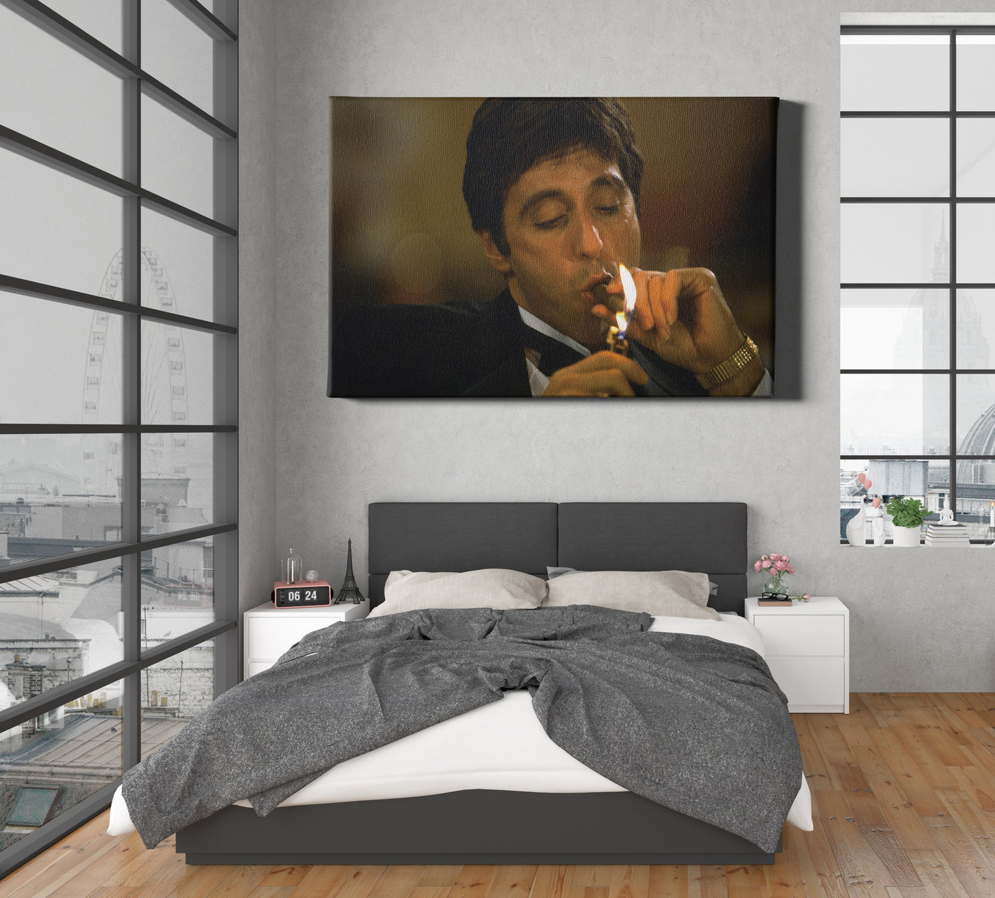 Scarface Tony Montana Poster Smoking Canvas Wall Art Home Decor Framed Art