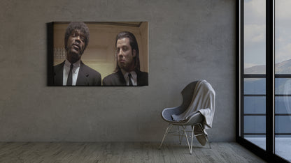 Pulp Fiction Poster Vincent and Jules Movie Canvas Wall Art Home Decor Framed Art