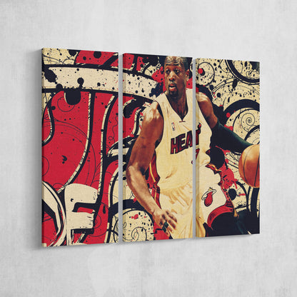 Dwyane Wade Poster Basketball Miami Heat Art Effect Canvas Wall Art Home Decor Framed Art