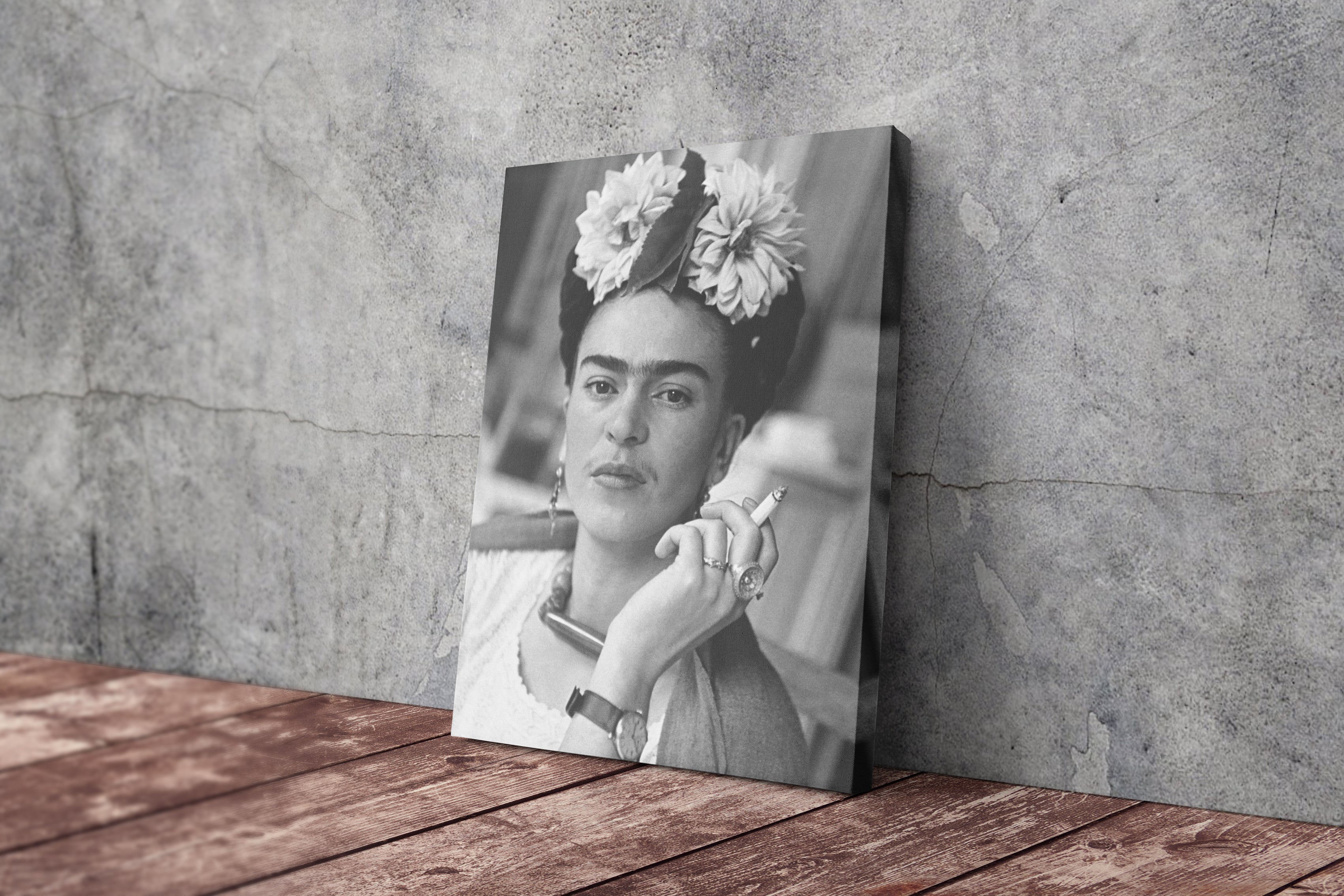 Frida Kahlo Poster Smoking Black and White Canvas Wall Art Home Decor –  Fenin