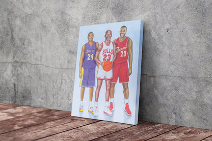 Jordan LeBron Kobe Poster Pencil Drawing Canvas Poster Wall Art Print Home Decor Framed Art