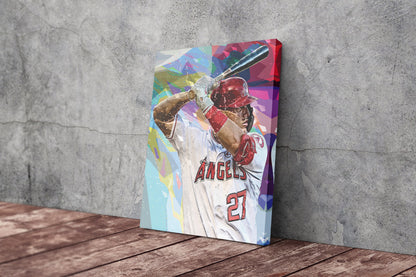 Mike Trout Pop Art Poster Los Angeles Angels Canvas Wall Art Home Decor Framed Art