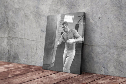 Steve McQueen Poster Training Boxing Black and White Wall Art Home Decor Hand Made Canvas Print