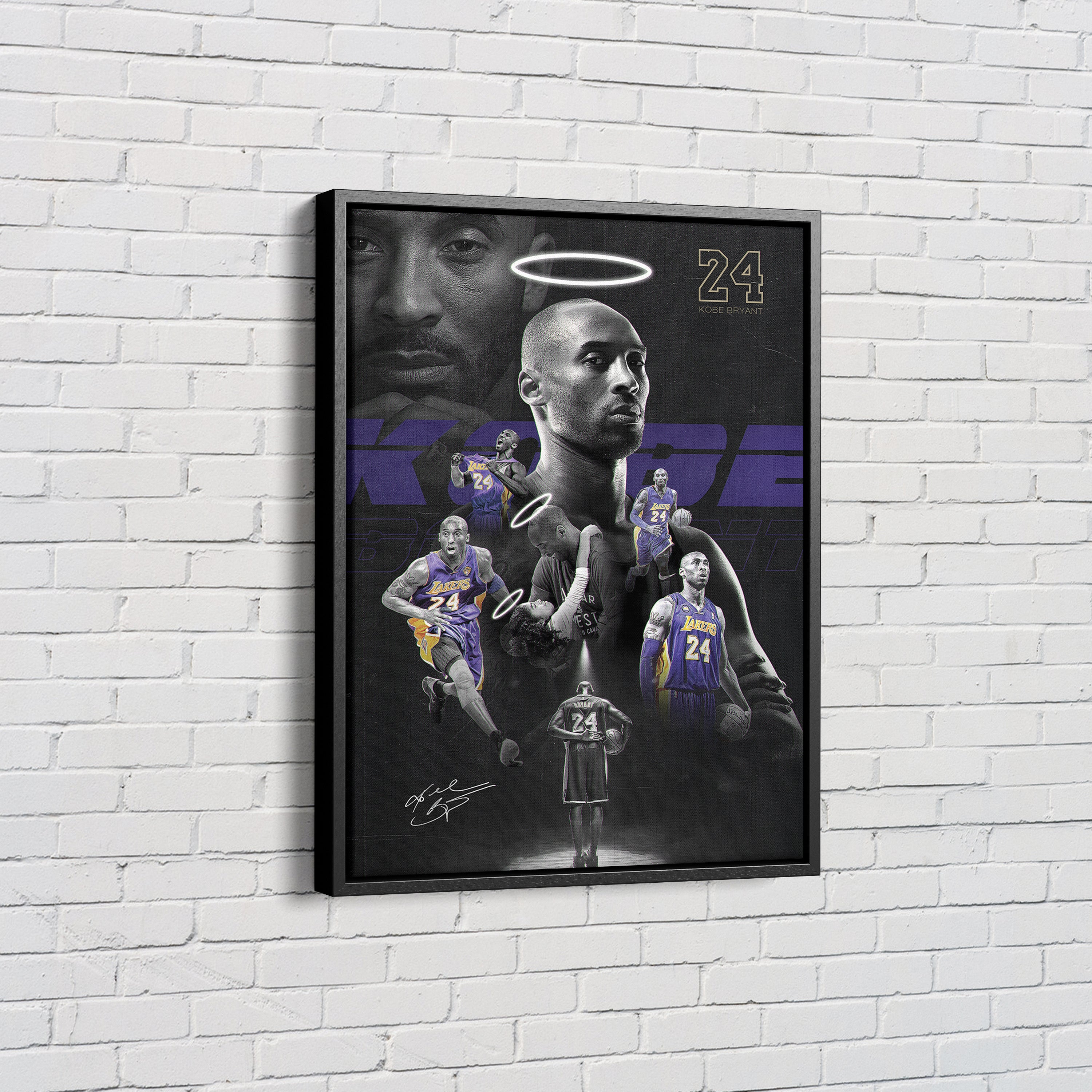 RUARTO Kob Black Mamba #24 Lakers Jersey Wall Art Poster, 16 x 20 Inspirational Basketball Poster Jersey Canvas Wall Art, Unique Gift for