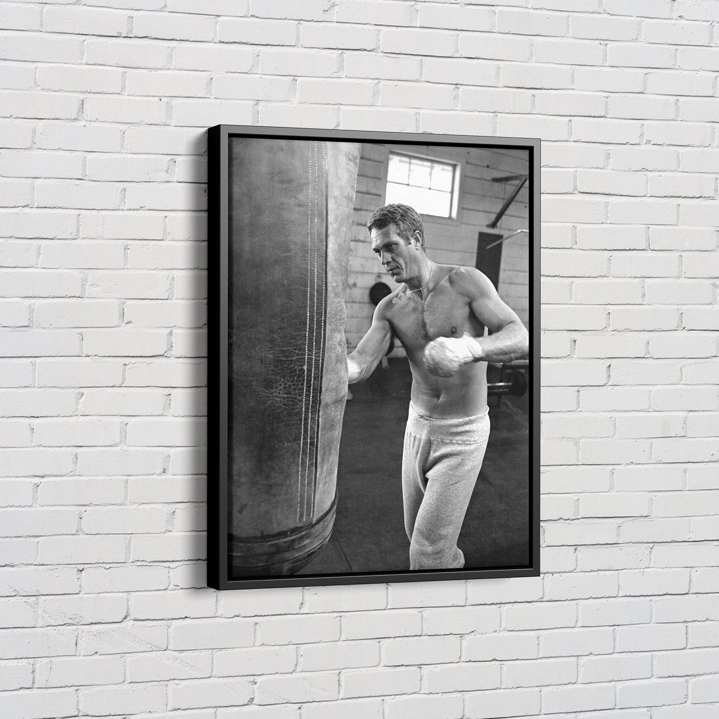 Steve McQueen Poster Training Boxing Black and White Wall Art Home Decor Hand Made Canvas Print