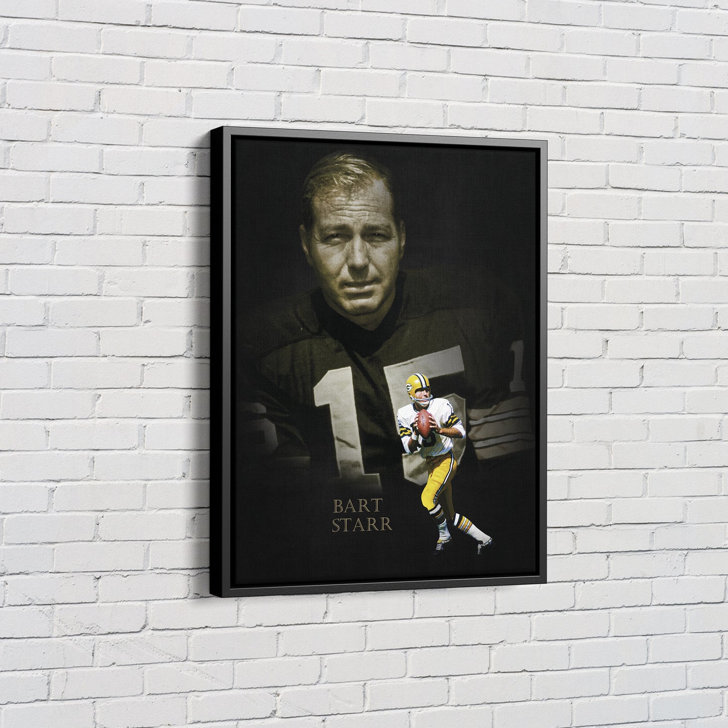 Bart Starr Poster Green Bay Packers NFL Legend Canvas Wall Art Home Decor Framed Art