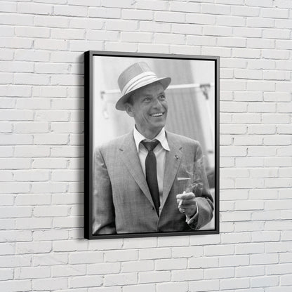 Frank Sinatra Poster Smoking Black and White Canvas Wall Art Home Decor Framed Art Poster for Home