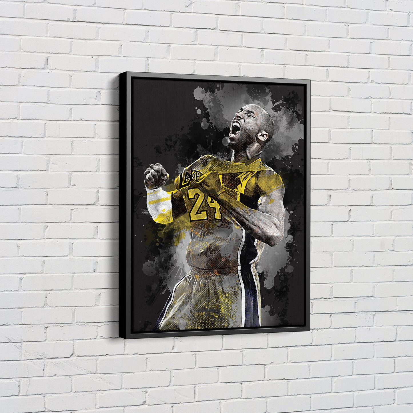 Kobe Bryant Poster Splash Effect Art Canvas Poster Wall Art Print Home Decor Framed Art