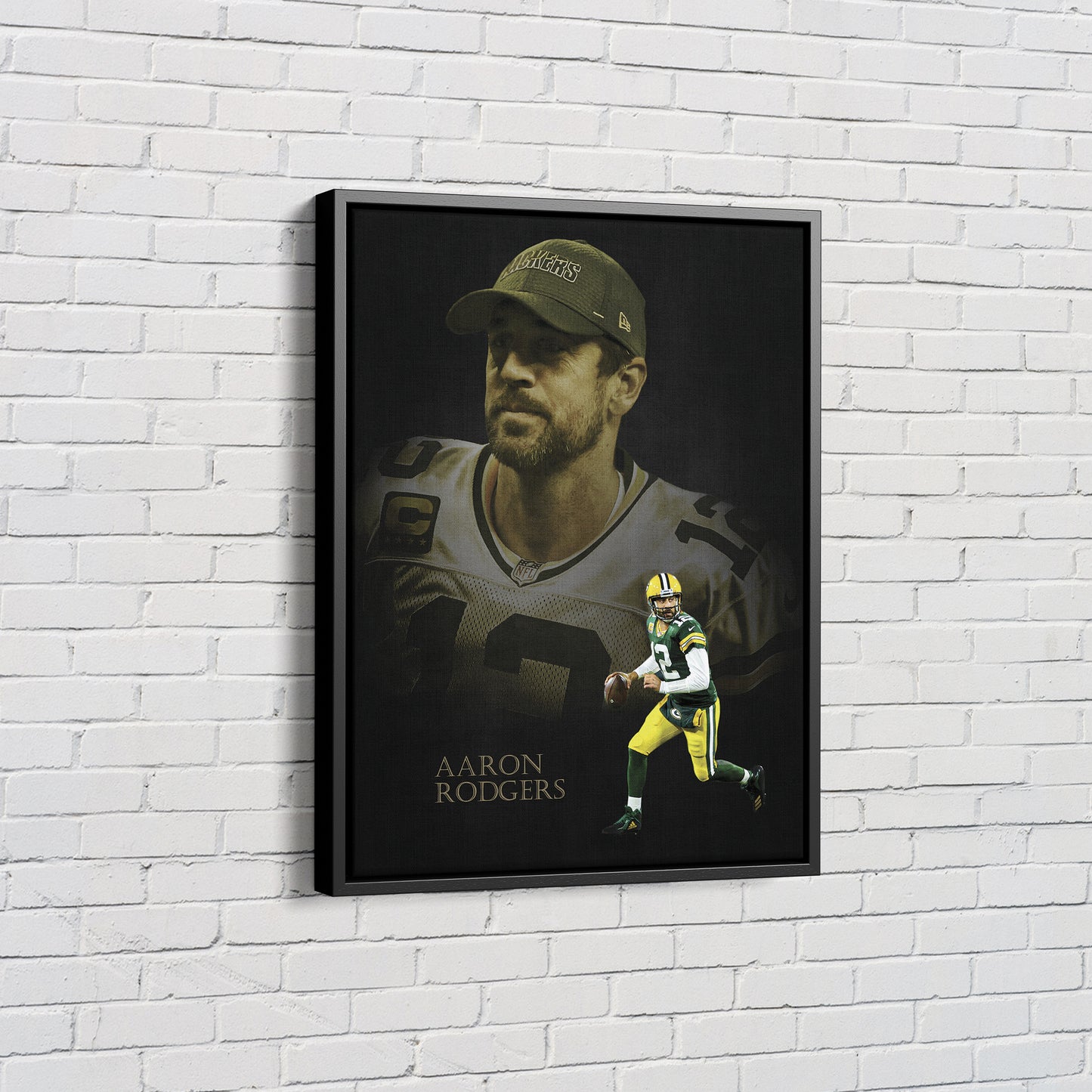 Aaron Rodgers Poster Green Bay Packers NFL Canvas Wall Art Home Decor Framed Art