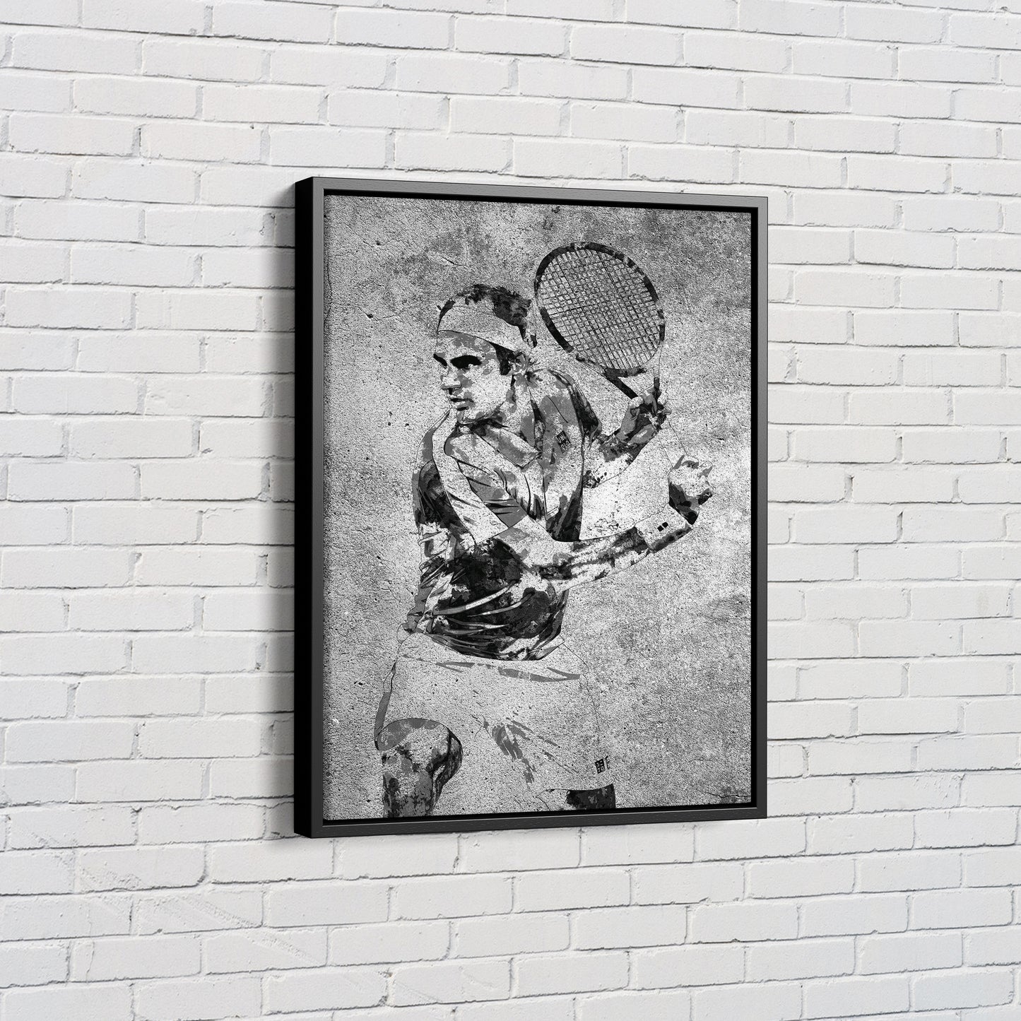 Roger Federer Poster Grunge Texture Tennis Player Canvas Wall Art Home Decor Framed Art