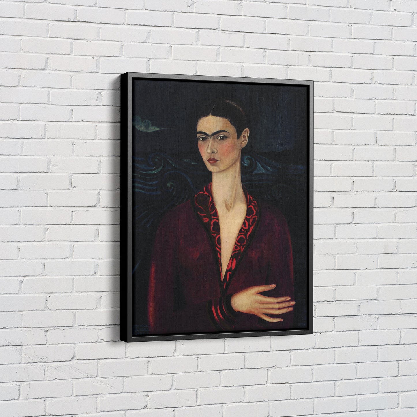 Frida Kahlo Poster with Red Dress Canvas Wall Art Home Decor Framed Art