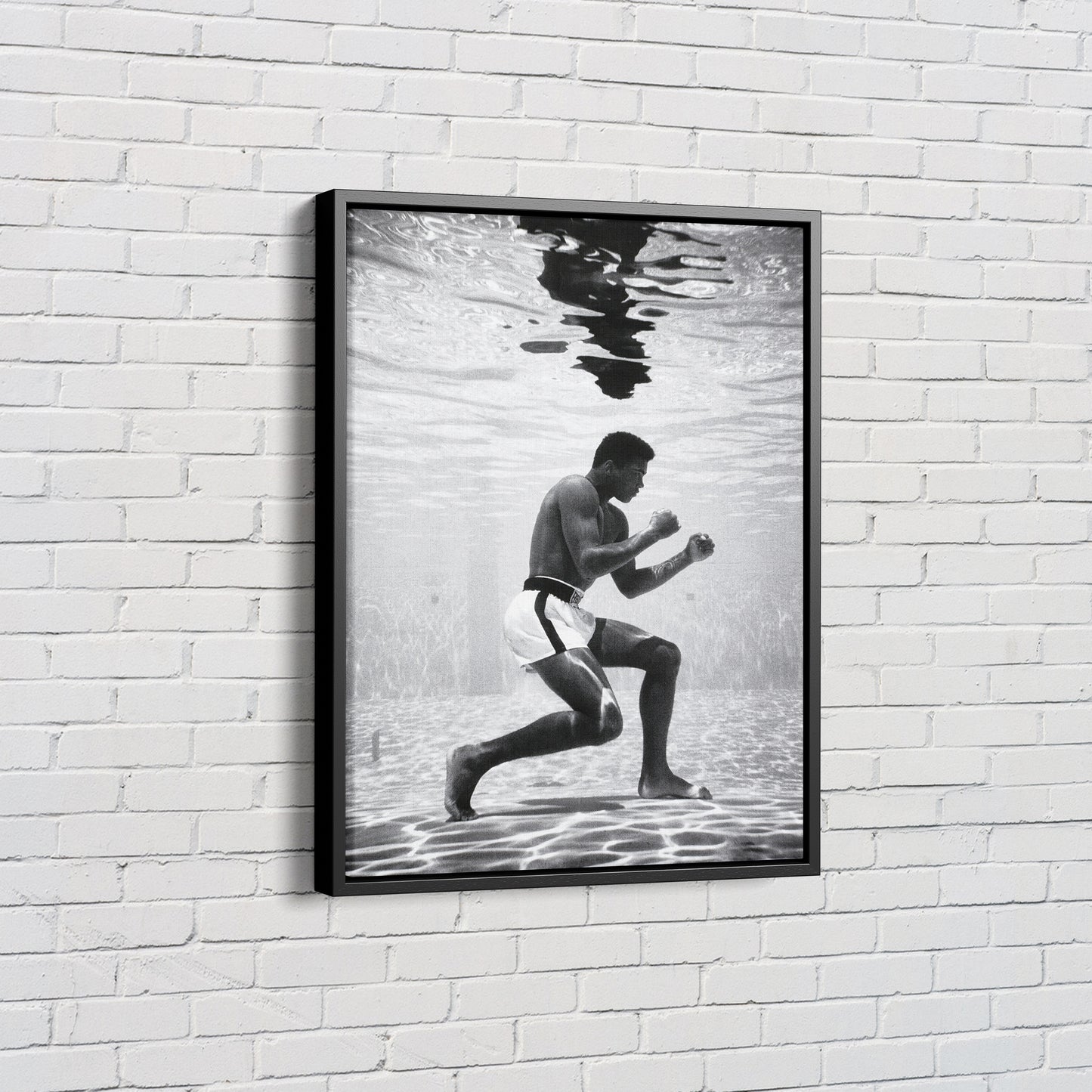 Muhammad Ali Poster Underwater Boxing Black and White Wall Art Home Decor Hand Made Canvas Print